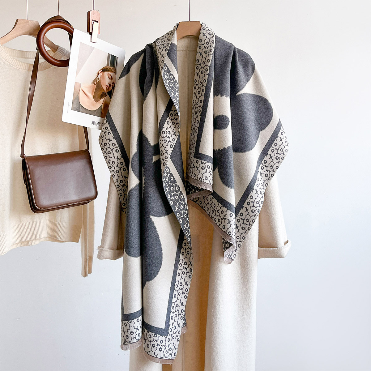 Scarf Women Large Flower Jacqu - Cashmere Scarf review and price