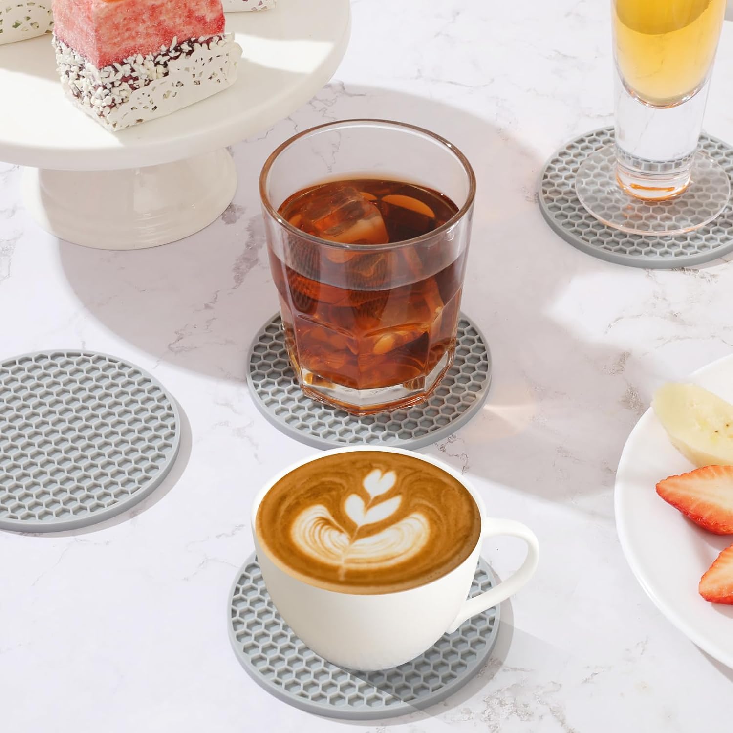 Silicone Coasters Set with Hol - Marble Coaster Set review and price