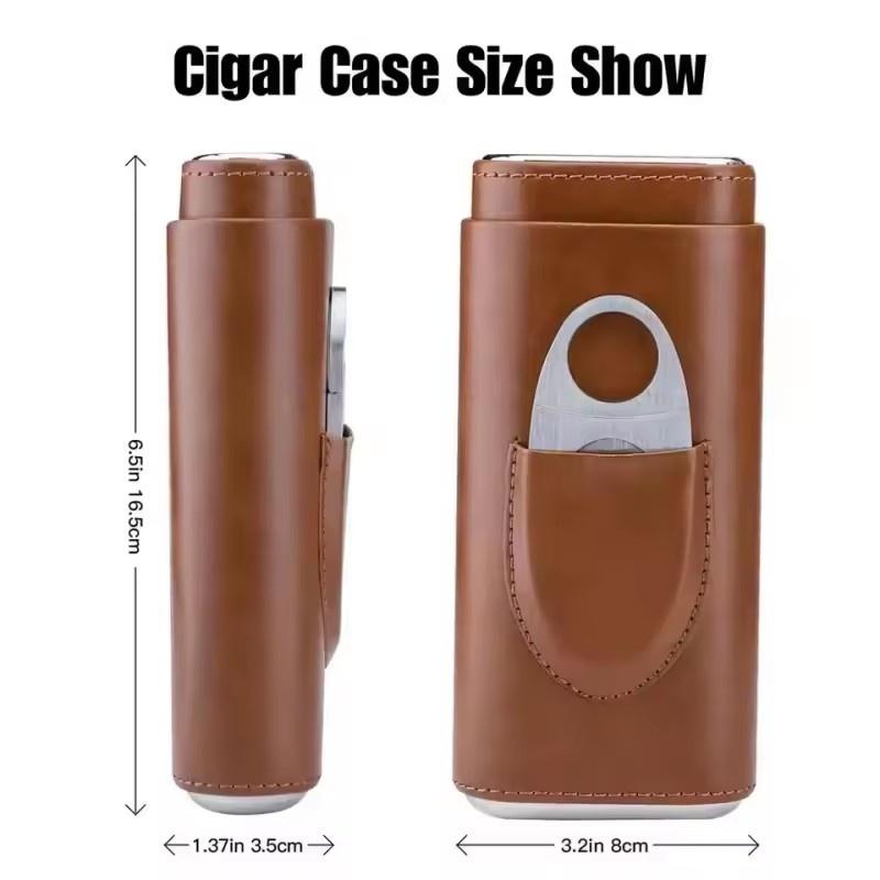 Leather Cigar Case 3 Finger Po - Premium Cigar Case review and price