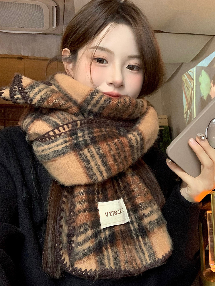 Brown Plaid Scarf Unisex Winte - Cashmere Scarf review and price