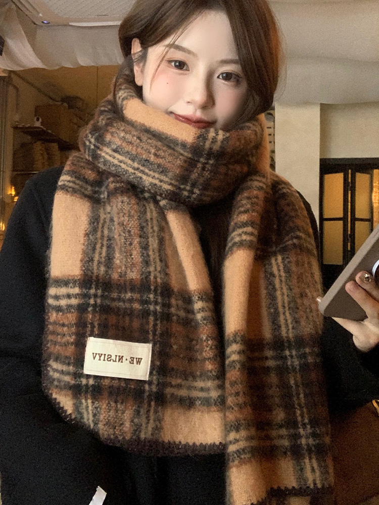 Brown Plaid Scarf Unisex Winte - Cashmere Scarf review and price