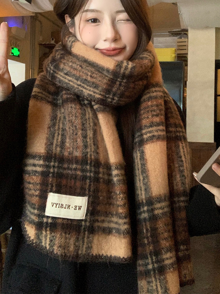 Brown Plaid Scarf Unisex Winte - Cashmere Scarf review and price