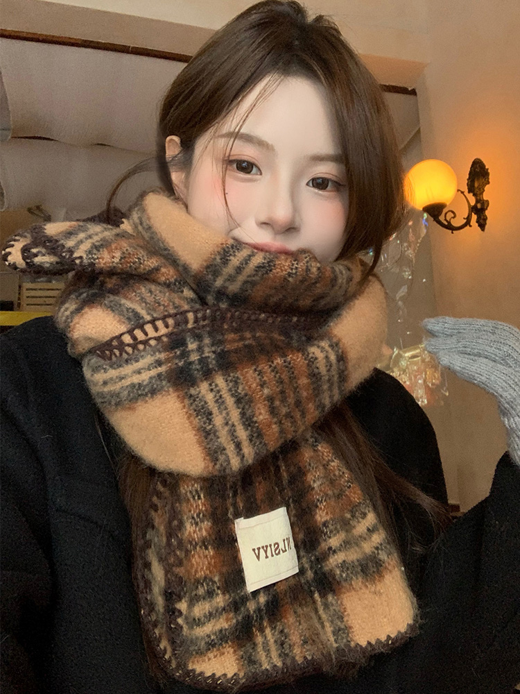 Brown Plaid Scarf Unisex Winte - Cashmere Scarf review and price