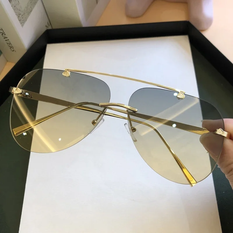 Vintage Rimless Alloy Aviation - Designer Sunglasses review and price