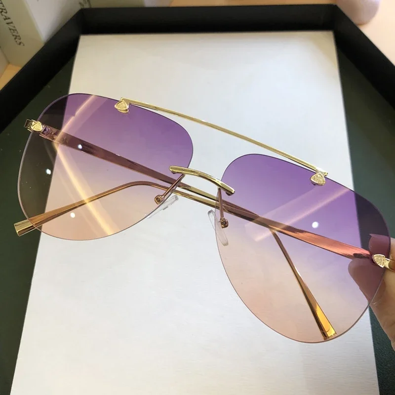 Vintage Rimless Alloy Aviation - Designer Sunglasses review and price
